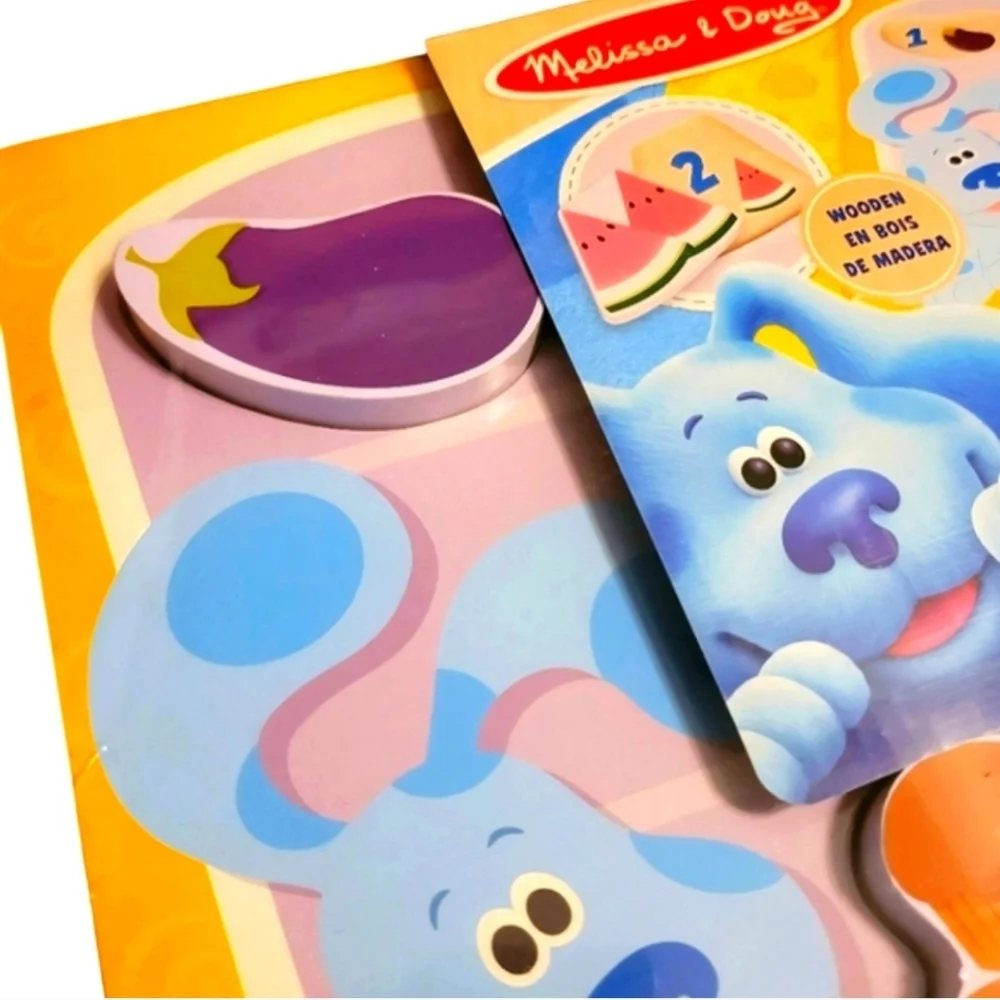 NEW Melissa & Doug Blue's Clues & You Fridge Food 10 Piece Wooden Chunky Puzzle